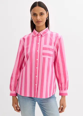 Overhemdblouse van puur biologisch katoen • pinklady-roze verticaal gestreept • bonprix online shop