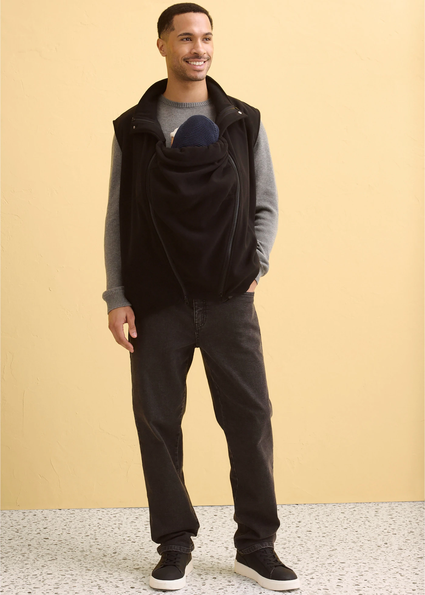 3-in-1 bodywarmer voor heren met baby-inzet voor en achter • zwart • bonprix online shop