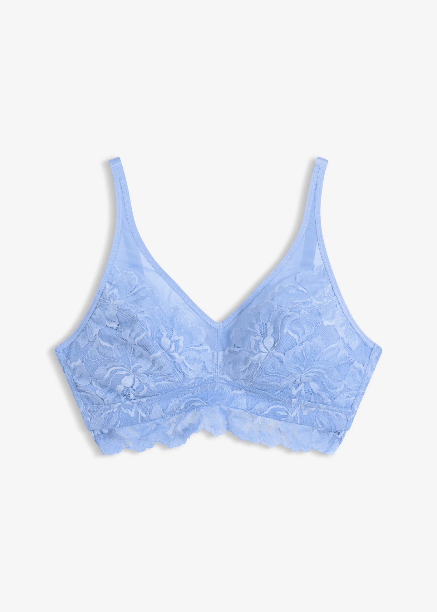 Soutien-gorge bralette à dentelle floral et mesh • bleu moyen • Boutique bonprix