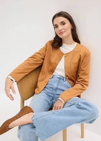 Geacă din imitație de piele întoarsă • maro camel • magazin bonprix