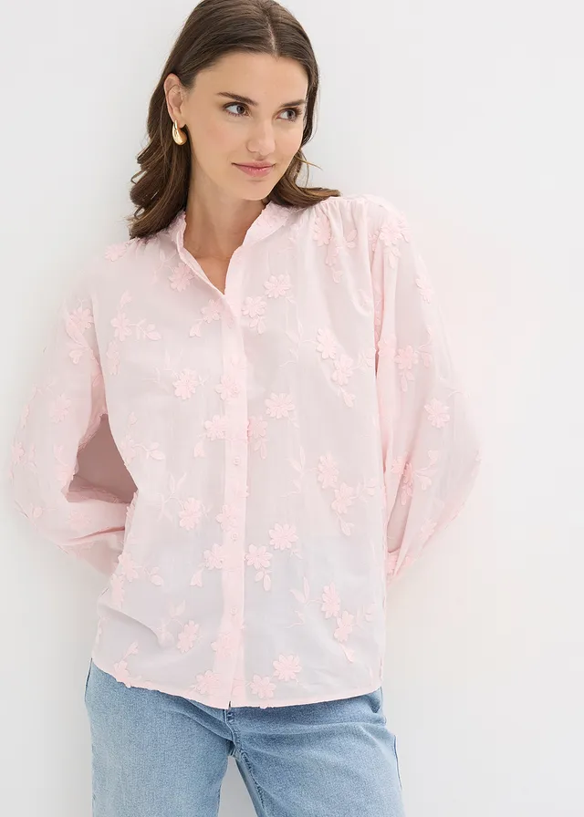 Chemisier 100% coton, Couleur: rose clair