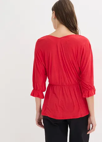 Shirt tuniek in een viscosemix, Kleur: aardbeirood