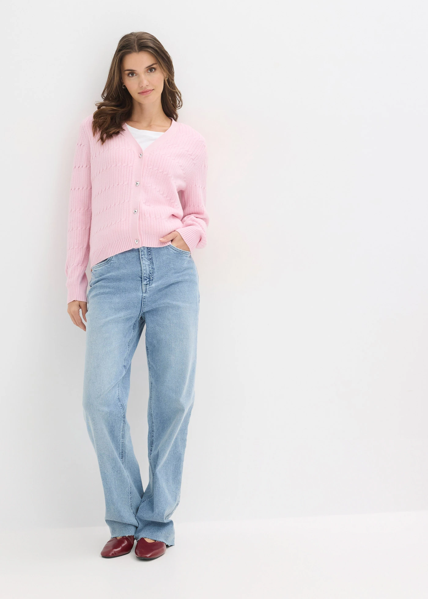 Fijn gebreid vest van viscosemix • kristalroze • bonprix online shop