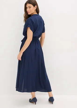 Robe-chemise en viscose fluide, Couleur: bleu foncé