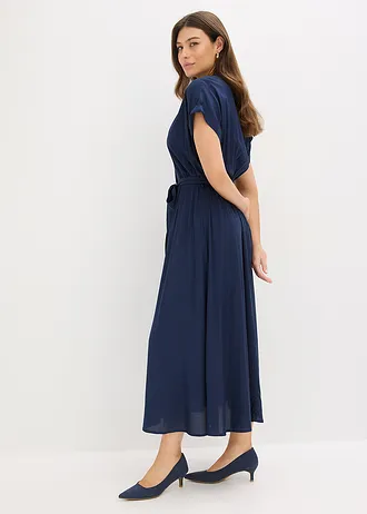 Robe-chemise en viscose fluide, Couleur: bleu foncé