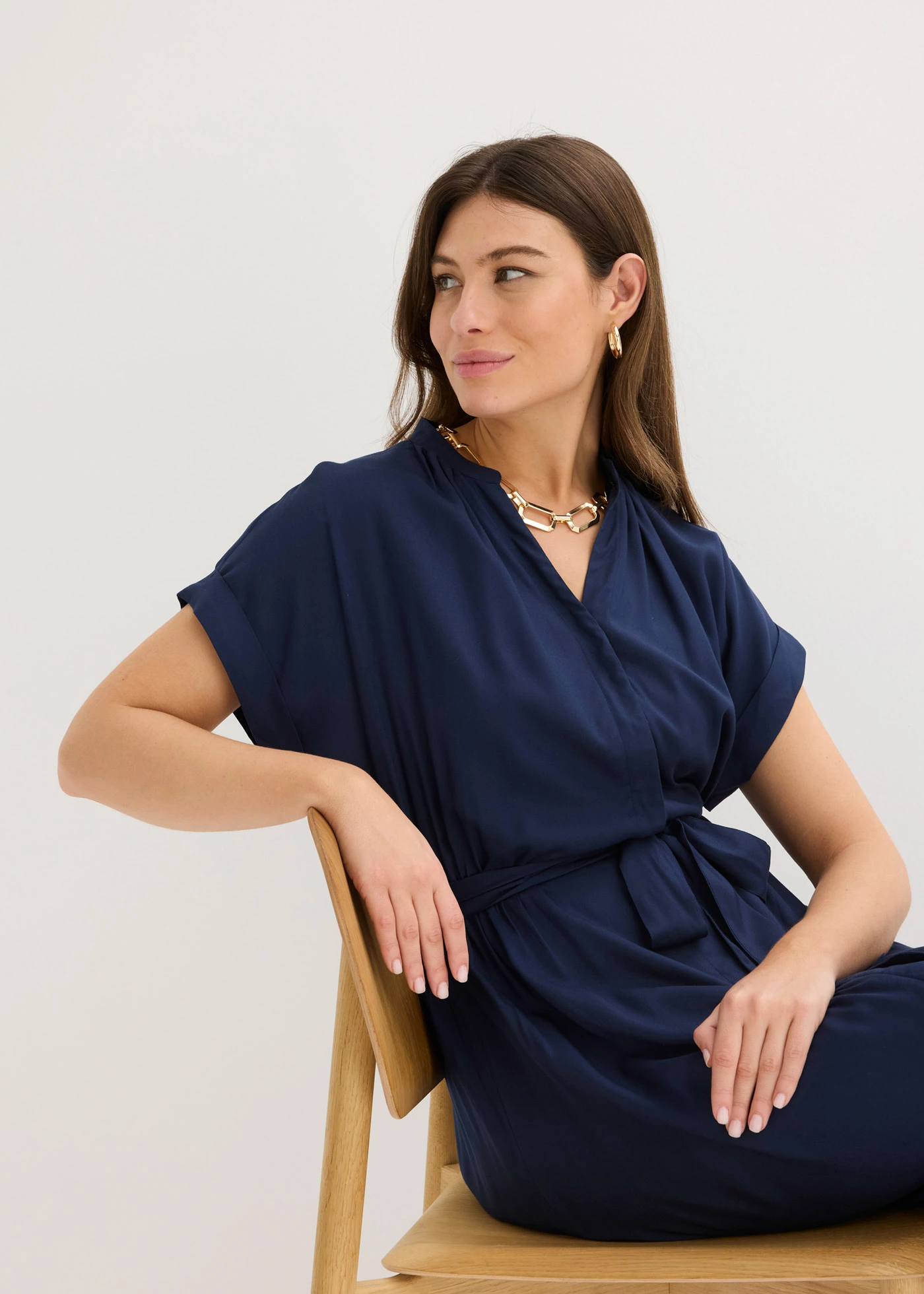 Overhemdjurk van soepele viscose • donkerblauw • bonprix online shop