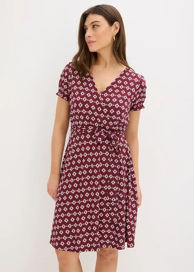 Jersey jurk in een viscosemix • esdoornrood-wit met print • product-page.page-title-suffix