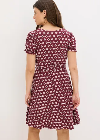 Robe en jersey viscose, Couleur: rouge érable-blanc imprimé