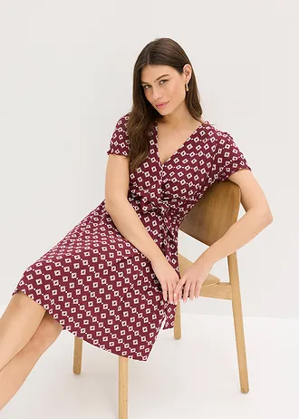 Robe en jersey viscose • rouge érable-blanc imprimé • Boutique bonprix