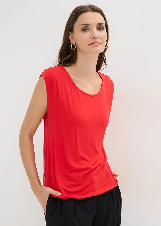 T-shirt z mieszanki wiskozy • truskawkowy • sklep bonprix