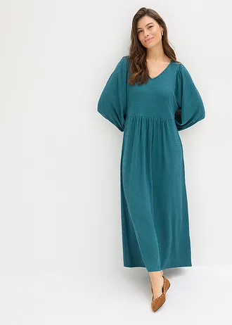Maxi jurk van gestructureerde jersey • pepergroen • bonprix online shop