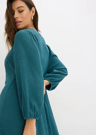 Maxi jurk van gestructureerde jersey • pepergroen • bonprix online shop