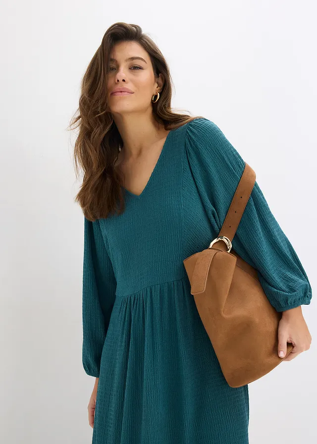 Robe longue en jersey texturé • vert poivre • product-page.page-title-suffix