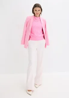 Ažurová vesta z bavlněné směsi růžová