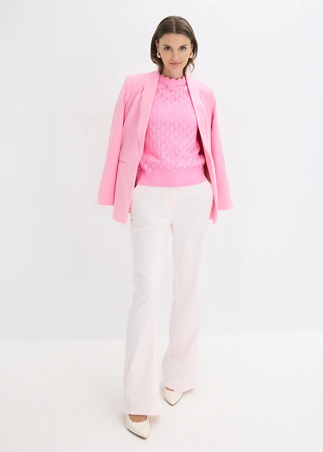 Spencer in gehaakte look van een katoenmix, Kleur: roze