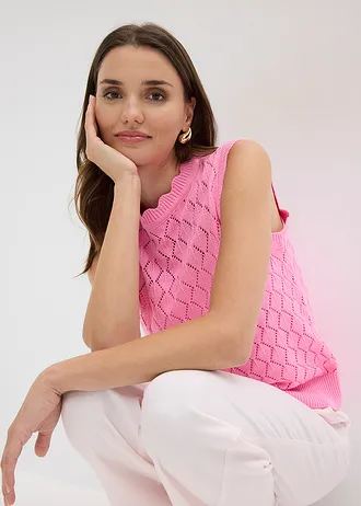 Vestă cu model ajurat, din amestec de bumbac • roz pal • magazin bonprix