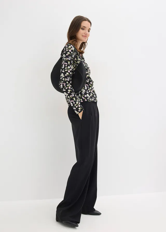 Longsleeve van katoenmix, Kleur: zwart