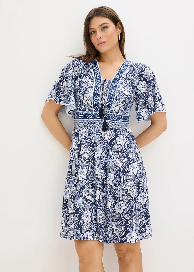 Robe en jersey, Couleur: bleu foncé paisley