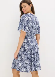 Žerzejové šaty, barva: tmavě modrá s kašmírovým vzorem