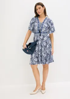 Žerzejové šaty, barva: tmavě modrá s kašmírovým vzorem