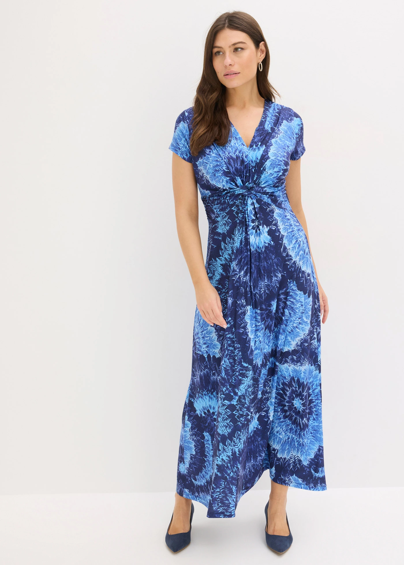 Robe longue en jersey imprimé • bleu imprimé • Boutique bonprix