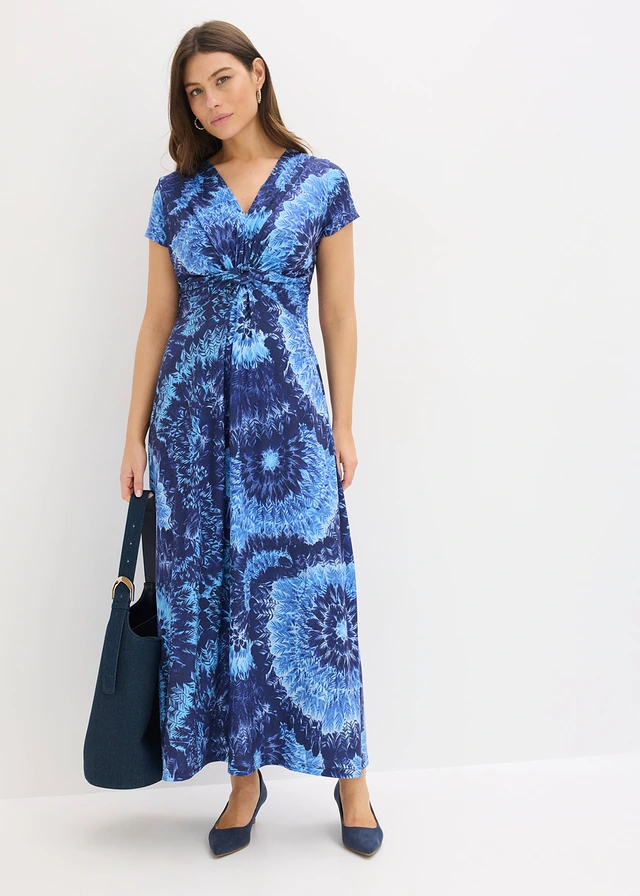 Gedessineerde maxi jurk van jersey • blauw gedessineerd • product-page.page-title-suffix