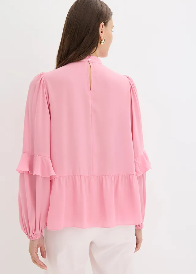 Tuniekblouse met volants, Kleur: rookorchidee