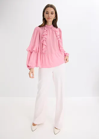 Bluzka tunikowa z falbankami • dymna orchidea • sklep bonprix