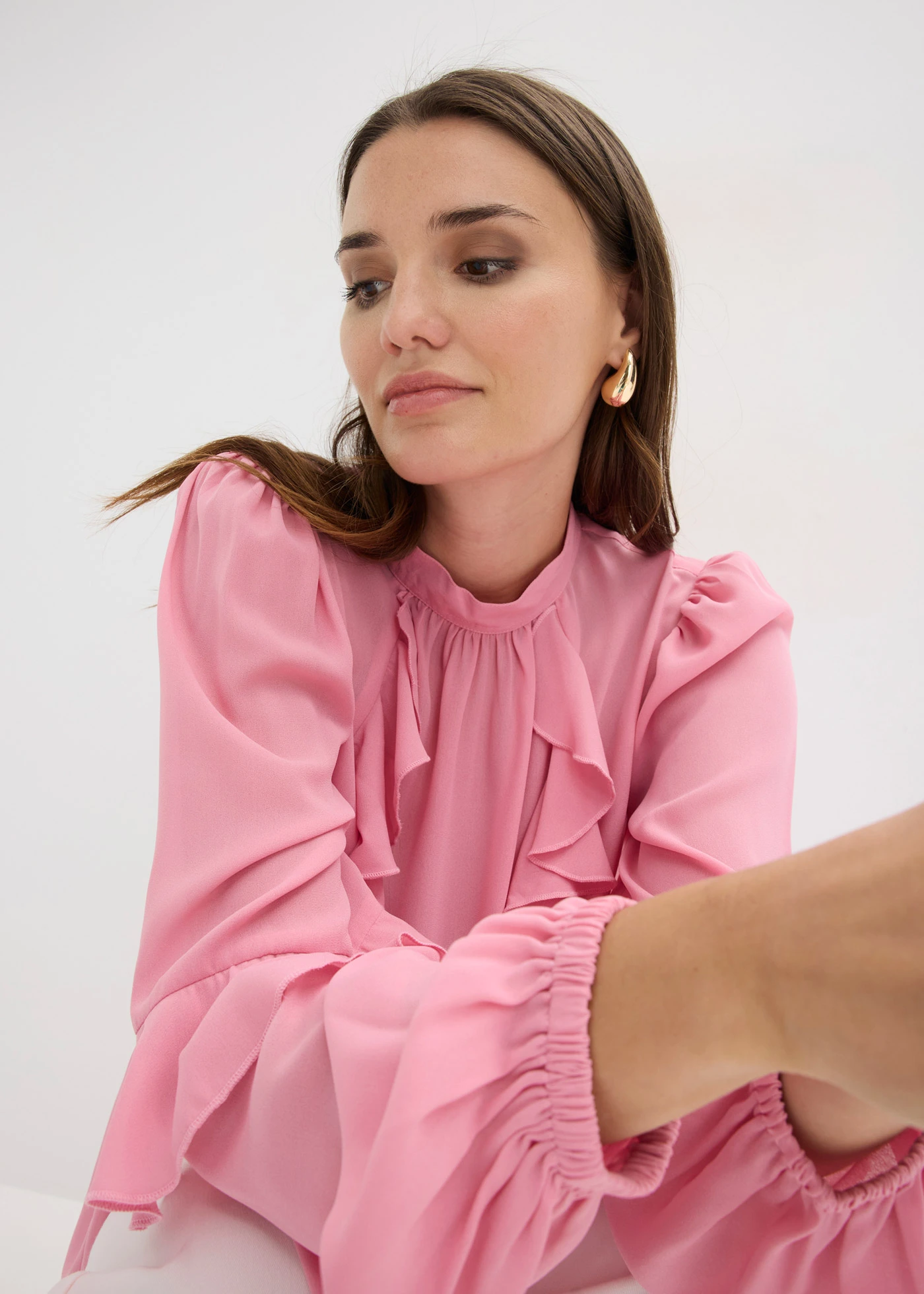 Tuniekblouse met volants • rookorchidee • bonprix online shop