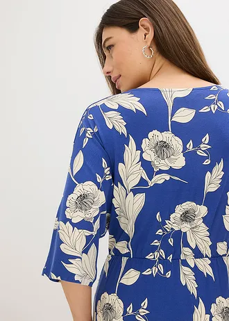 Jersey jurk van een zachte viscosemix • blauw-wit gebloemd • bonprix online shop