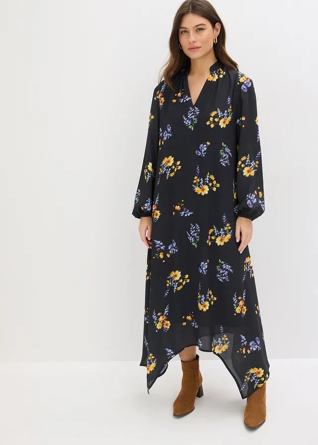 Robe en mousseline, Couleur: noir floral