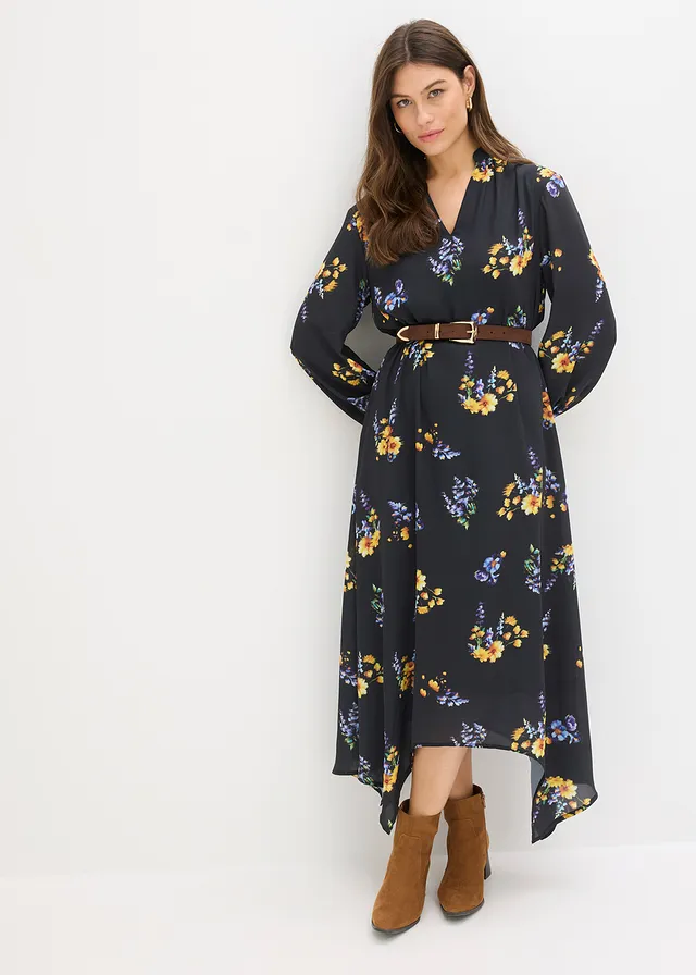Robe en mousseline, Couleur: noir floral