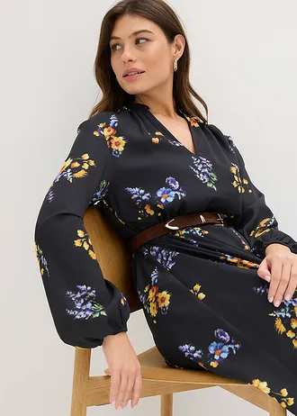 Robe en mousseline • noir floral • Boutique bonprix