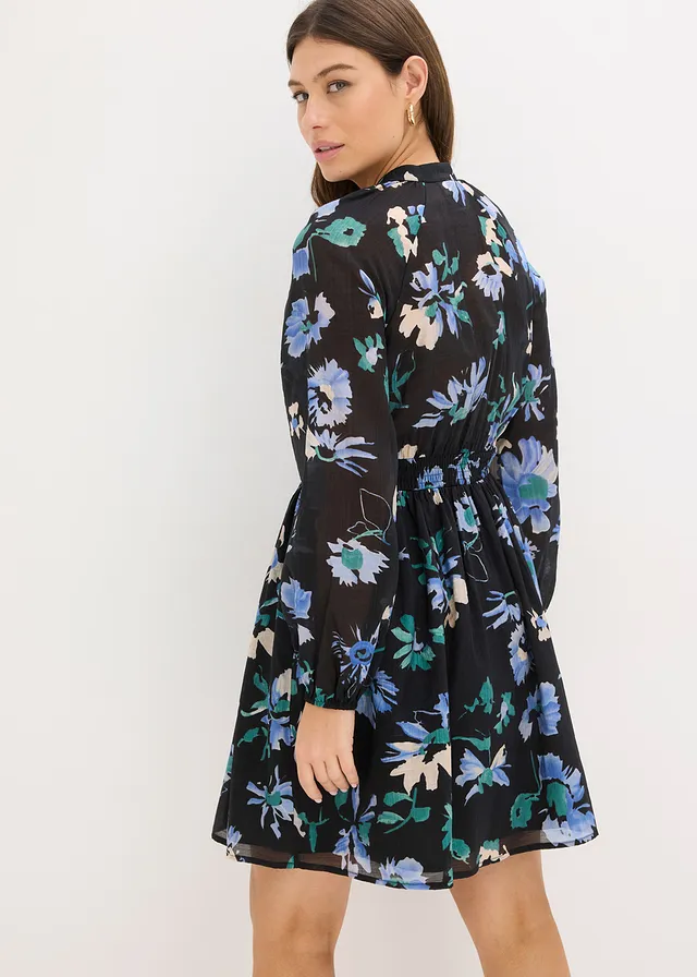 Robe imprimée, Couleur: noir floral