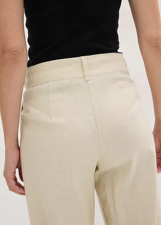 Pantaloni tip palazzo din amestec lejer cu in • bej nisipiu mat • magazin bonprix