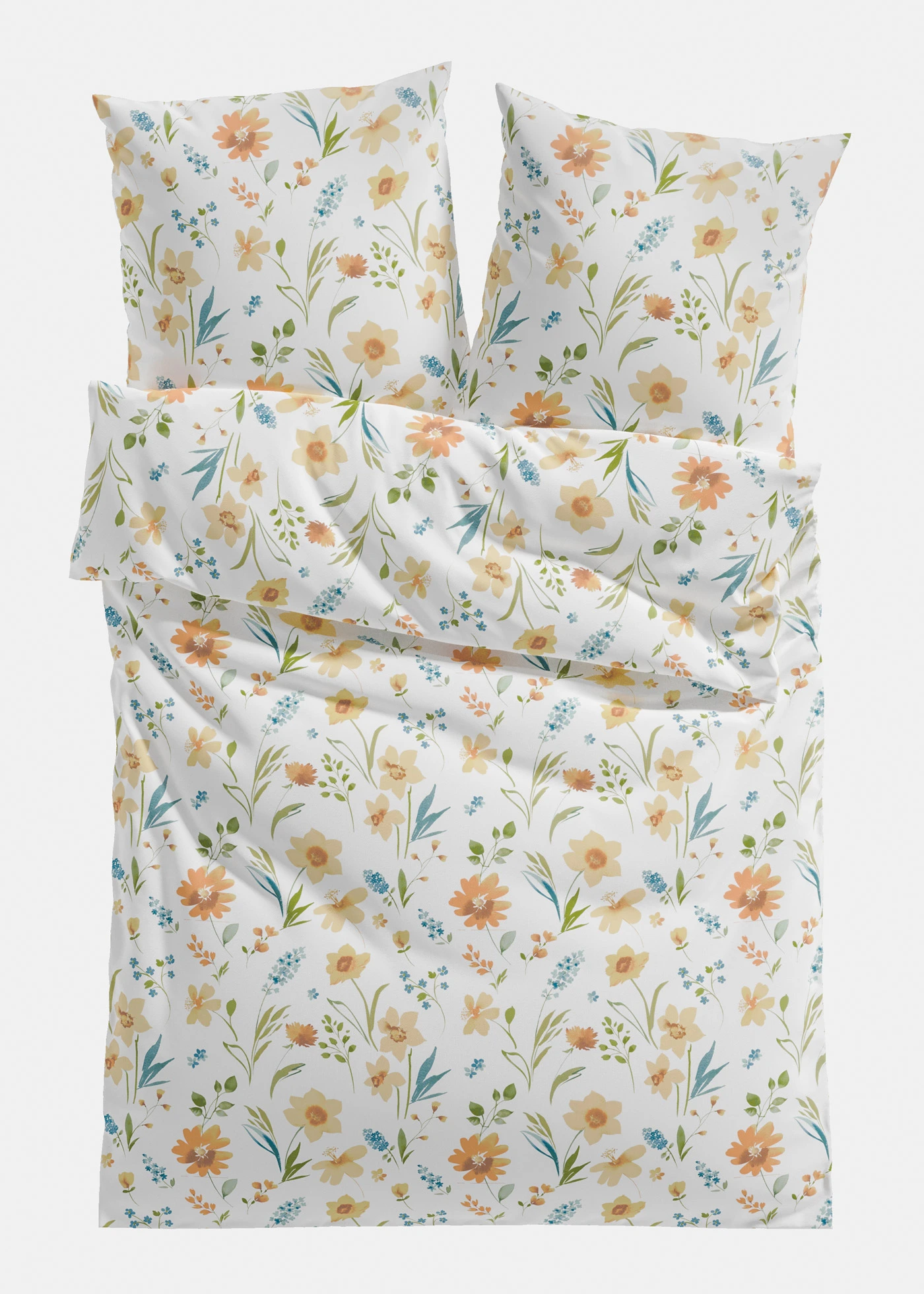 Dekbedovertrek in een katoenmix • wit-geel • bonprix online shop