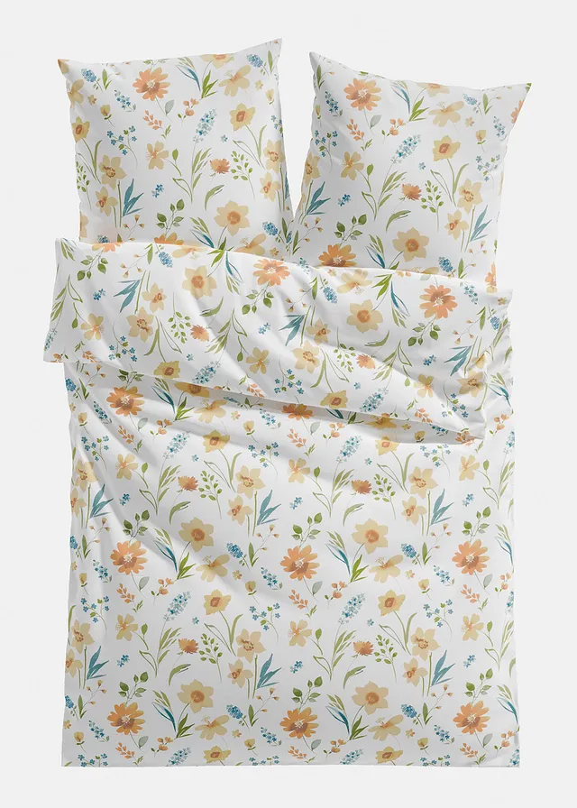 Lenjerie de pat din mix de bumbac • alb/galben • magazin bonprix