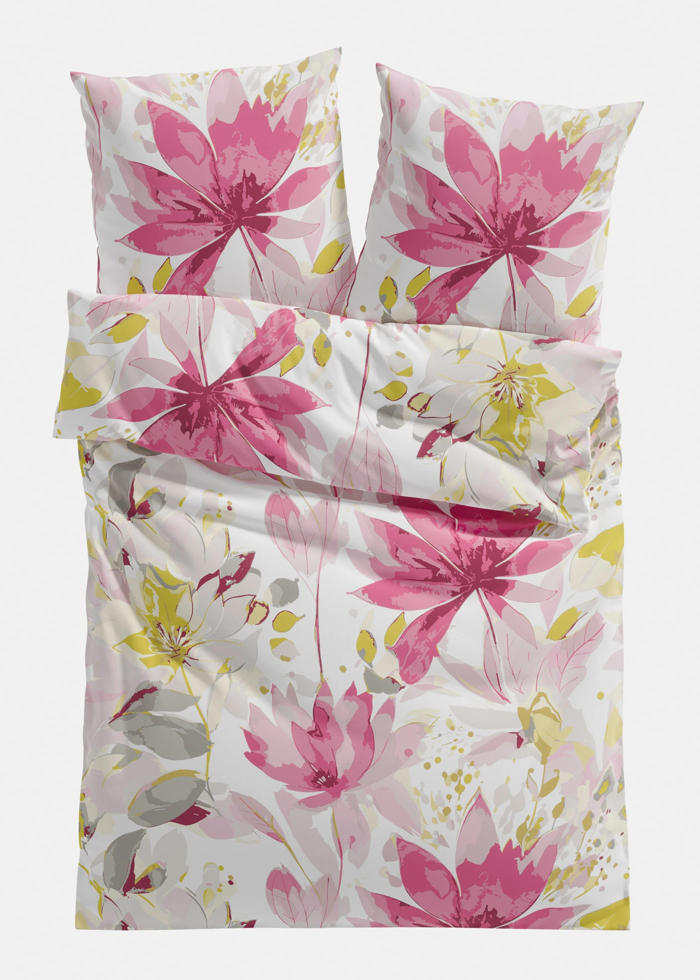 Dekbedovertrek in een katoenmix • roze-geel • bonprix online shop