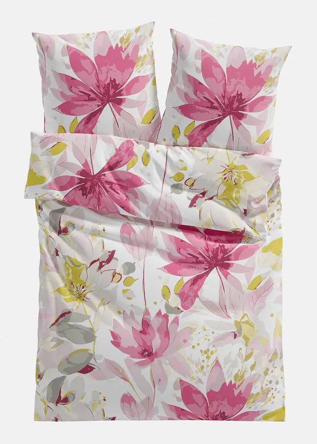 Parure de lit en coton mélangé • rose-jaune • Boutique bonprix