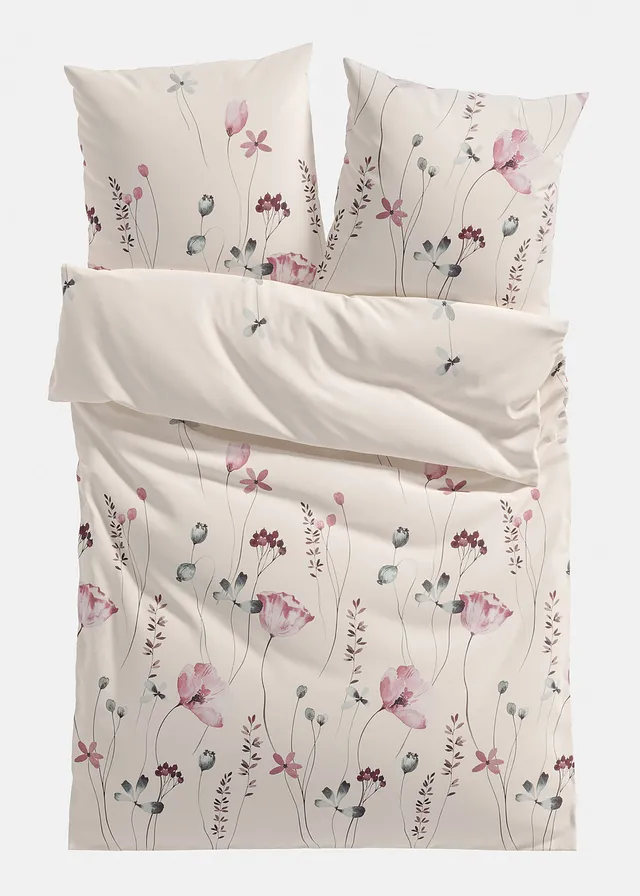 Linon dekbedovertrek • wit-roze • bonprix online shop