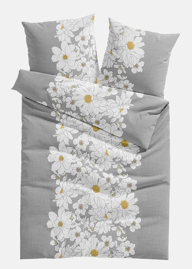 Lenjerie de pat din material cu bumbac • gri • magazin bonprix