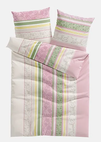 Parure de lit en coton mélangé • rose-vert • Boutique bonprix