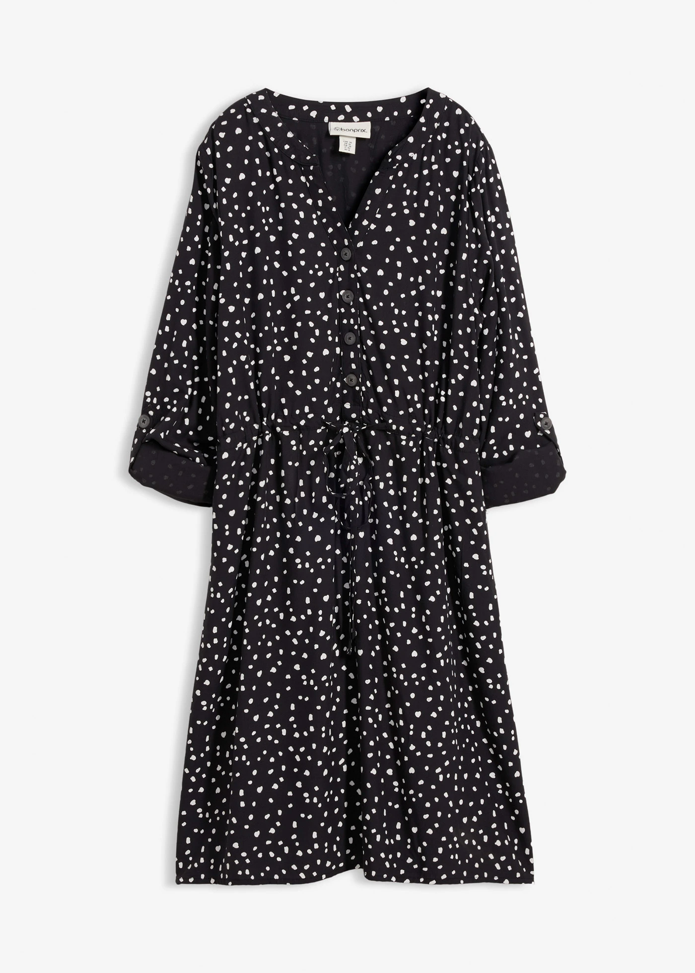 Sukienka koszulowa z miękkiej wiskozy • czarno-biały w kropki • sklep bonprix
