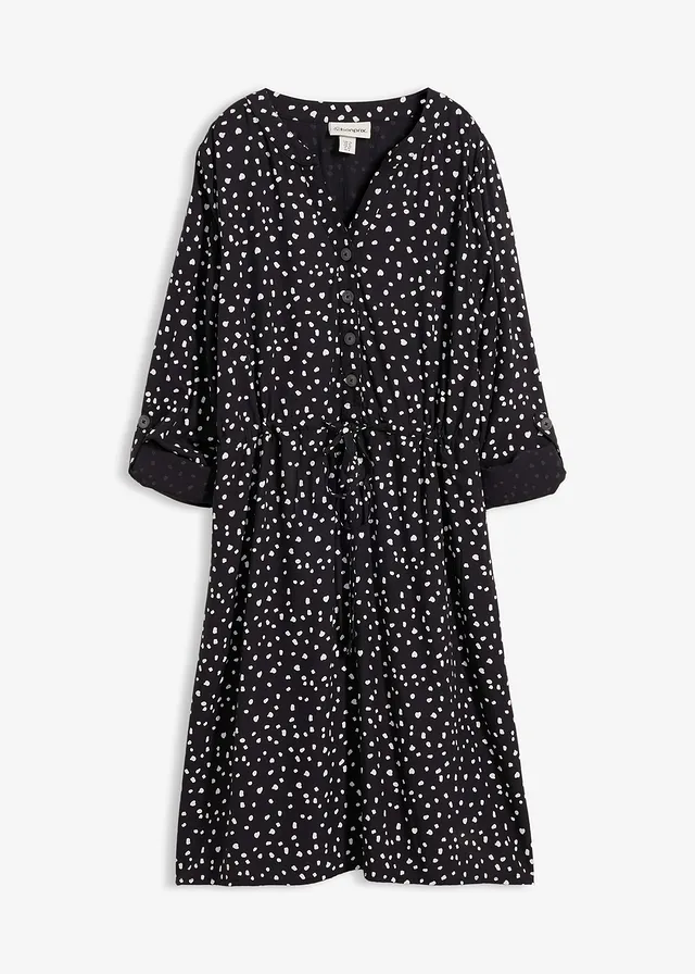 Jurk van soepele viscose • zwart-wit gestippeld • bonprix online shop