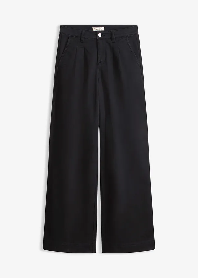 Wide leg bandplooibroek met een comfortabele tailleband
