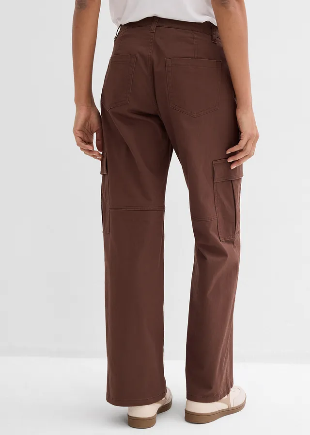 Pantalon cargo en coton extensible, Couleur: marron