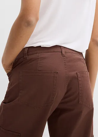 Pantaloni cargo din material elastic cu bumbac • maro • magazin bonprix