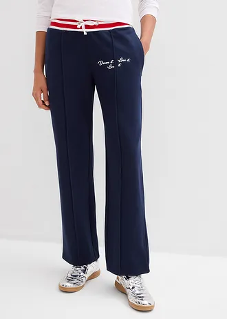 Pantalon de jogging 100% coton • bleu foncé-fraise-blanc imprimé • Boutique bonprix