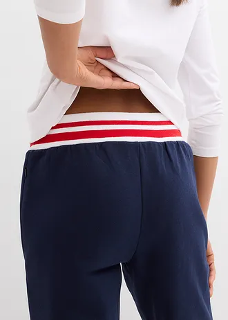 Tepláky z čistej bio bavlny • tmavomodrá-jahodová-biela potlačená • obchod bonprix