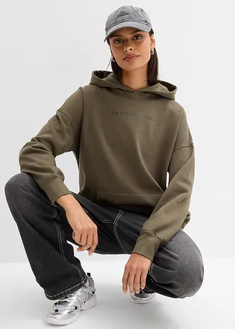 Hanorac oversize din bumbac organic 100% • oliv închis • magazin bonprix